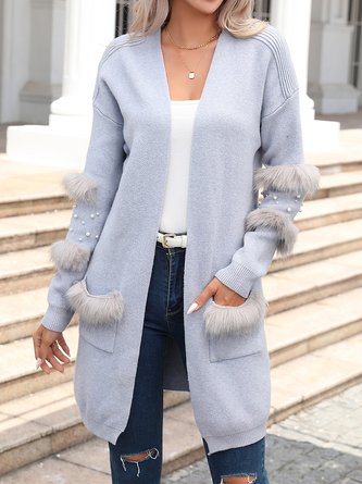 Cardigans Femmes Décontracté Plain Hiver Poids lourd Micro-élasticité Ample Laine/Tricot Mi-long Droit