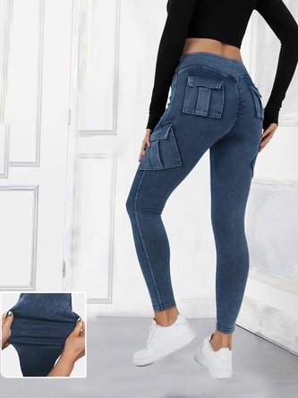 Pantalons Décontracté Plain Toutes Les Saisons Spandex Naturel à Haute Élasticité Quotidien Legging Régulier pour Femmes