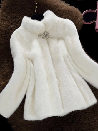 Cuir & Faux Cuir Femmes Décontracté Plain Hiver Naturel Poids lourd Quotidien Manches Longues Fourrure Droit