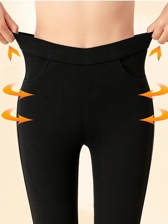 Pantalons De Yoga Décontracté Plain Printemps / Automne Poids lourd à Haute Élasticité Quotidien chaleur Legging Droit pour Femmes