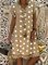Robe D'Été Évidées à Pois Polka et à Col en V et à Manches Courtes pour Femmes
