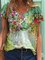 Blouses & Tops Colorés Floraux à Manches Courtes