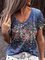 Floral Col V Imprimé Floral Blouses & Tops Décontractés