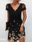 Robes Femme Feuille Vacances Été Poids moyen Micro-élasticité Dentelle Manches courtes Coupe X-Line