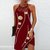 Robes Géométrique Décontracté Printemps Mi-poids Fête Genou Fibre de polyester Coupe trapèze pour femme