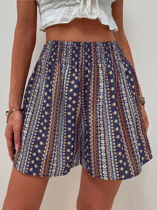 Shorts Ethnique Ethnique Polyester Naturel Quotidien Ample Pantalon droit Shorts pour Femmes