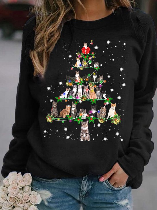 Sweat-shirts Basique Imprimé de Lettre Automne Poids Moyen Micro-élasticité Manches Longues Adapté Col Rond Régulier pour Femmes