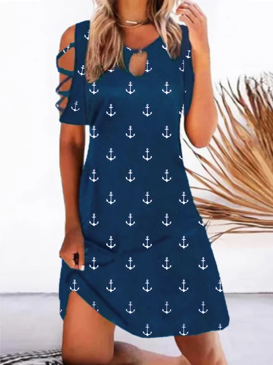 Robes Femmes Géométrique Été Décontracté Naturel Aucune élasticité Jersey Manches Courtes Ample Trapèze