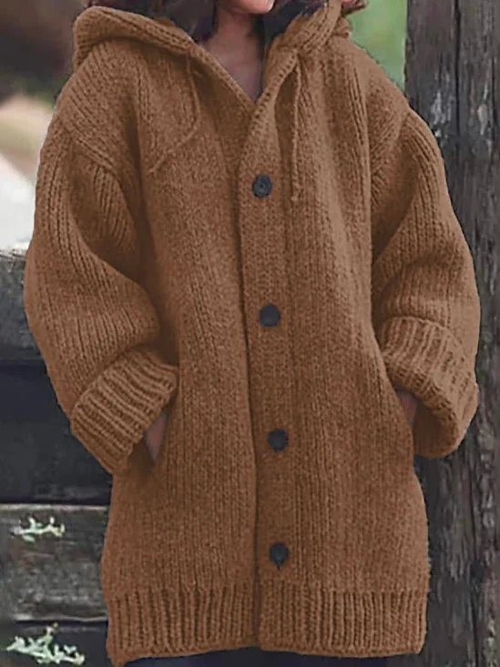 Pull Manteau Décontracté Plain Hiver Sweat-shirt à Capuche  Ample  Manche LongueMi-longue-Long H-ligne