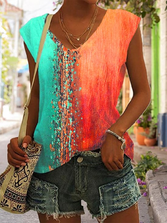 Tops Femmes Décontracté Bloc de Couleur Printemps Polyester Micro-élasticité Coupe Régulière Régulier Droit Régulier