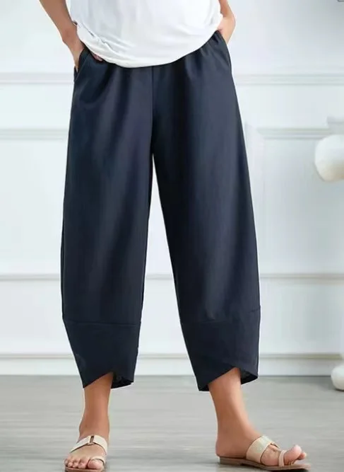 Pantalon décontracté Femme Décontracté Plaine Printemps Polyester Naturel Quotidien Ample Pantalon droit H-Line