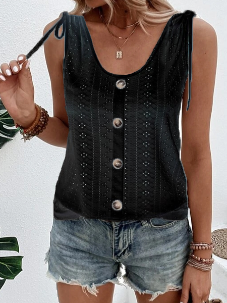 Top Débardeur Tops Femmes Décontracté Plain Été Polyester Micro-élasticité Quotidien Sans Manches Régulier Droit