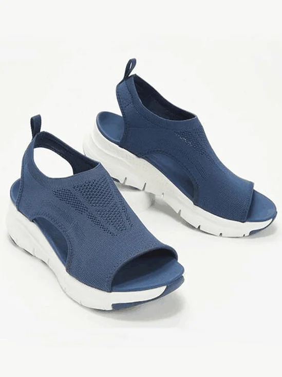 Sandales de Gladiateur Décontracté Plain Été Crochet et boucle Quotidien Cuir à Talon Plat Bout Rond Tissu pour Femmes