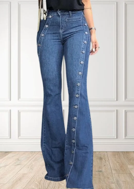 Jeans Décontracté Plain Toutes Les Saisons Aucune élasticité Coupe Régulière Pantalon droit Long Droit Régulier pour Femmes