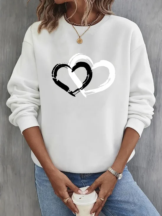 Sweat-shirts Femmes Décontracté Printemps / Automne Coeur/cordé Micro-élasticité Quotidien Manches Longues Col Rond Régulier Régulier