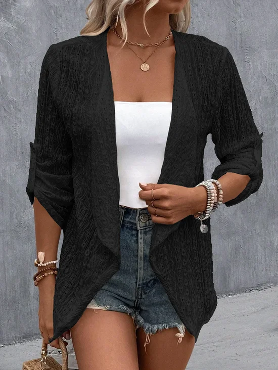 Kimono Décontracté Plain Été Naturel Aucune élasticité Quotidien Demi Manche Trapèze T.-N.-L. pour Femmes