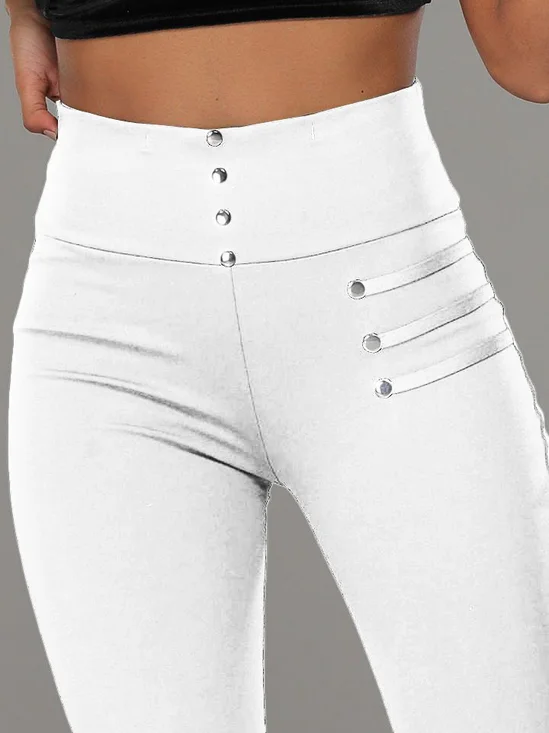 Pantalons Décontracté Plain Toutes Les Saisons Polyester Micro-élasticité Quotidien Coupe Régulière Pantalon coupe slim Droit pour Femmes