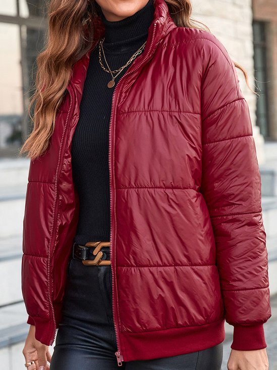 Rembourré Blousons Décontracté Plain Hiver Polyester Naturel Aucune élasticité Quotidien Régulier en Toison pour Femmes