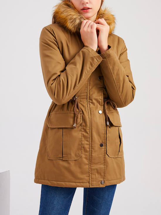 Rembourré Blousons Femmes Décontracté Plain Hiver Polyester Sweat-shirt à Capuche Naturel Aucune élasticité Quotidien Épaissi