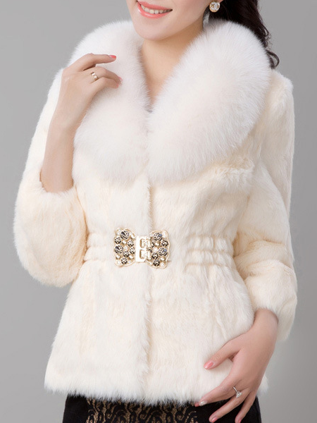 Cuir & Faux Cuir Plain Hiver Élégant Col croisé Aucune élasticité Coupe Régulière Régulier Droit Régulier pour Femmes