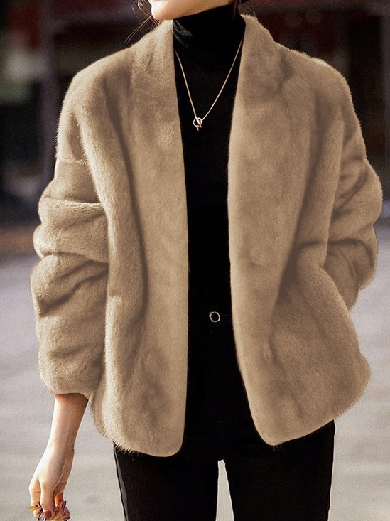 Cuir & Faux Cuir Décontracté Plain Hiver Naturel Poids lourd Aucune élasticité Manches Longues Cache-cœur Régulier pour Femmes