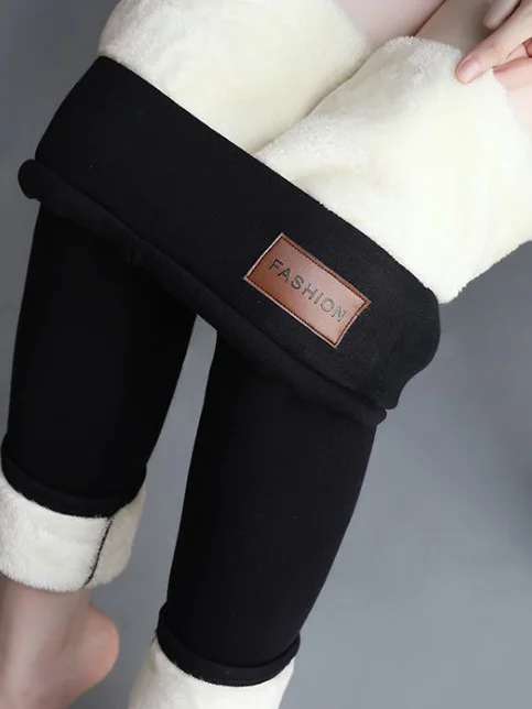 Pantalons De Yoga Décontracté Plain Printemps / Automne Naturel Poids lourd chaleur Legging Droit en Toison pour Femmes