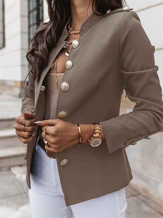 Blazers Femmes Plain Printemps / Automne Urbain Œillets Quotidien Coupe Régulière Régulier Droit Régulier
