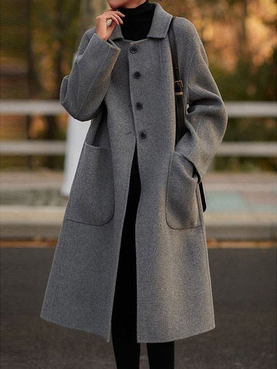 Manteaux Décontracté Plain Hiver Polyester Naturel Poids lourd Quotidien Ample Manches Longues pour Femmes