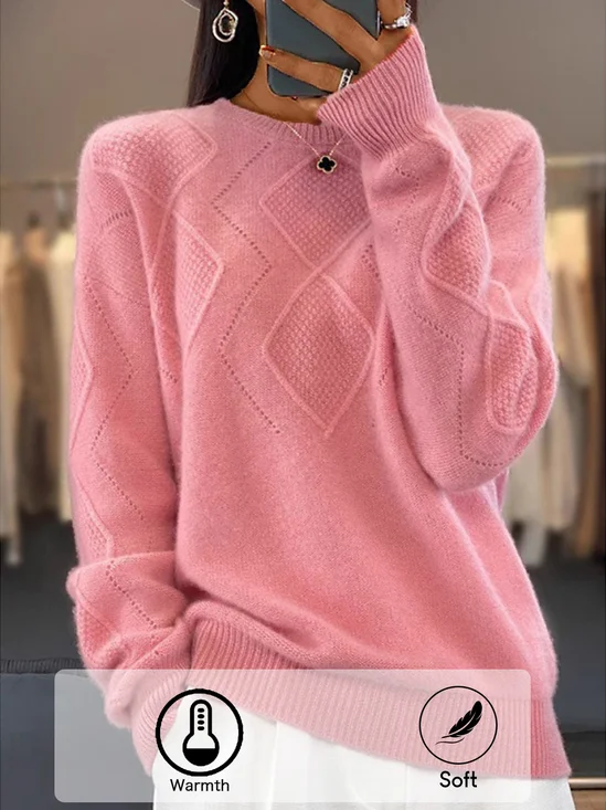Pulls Femmes Décontracté Plain Hiver Poids lourd chaleur Manches Longues Laine/Tricot Régulier Droit
