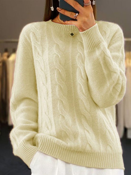 Pulls Femmes Décontracté Plain Hiver Poids lourd Micro-élasticité Col Rond Laine/Tricot Mi-long Droit