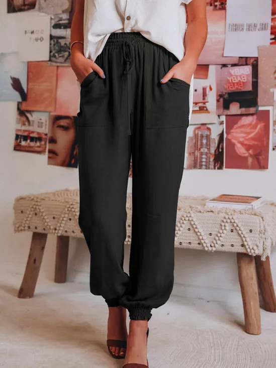Pantalons Femmes Décontracté Plain Printemps / Automne Polyester Naturel Aucune élasticité Ample Long Régulier