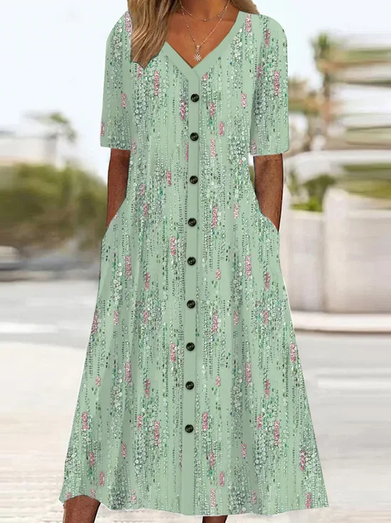 Robes Femmes Décontracté Floral Été Polyester Quotidien Ample Mi-longue Régulier Non