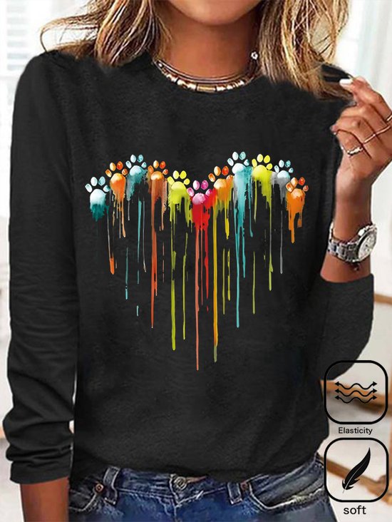 T-shirts Décontracté Printemps / Automne Coeur/cordé Micro-élasticité Ample Jersey Standard Régulier Oui pour Femmes
