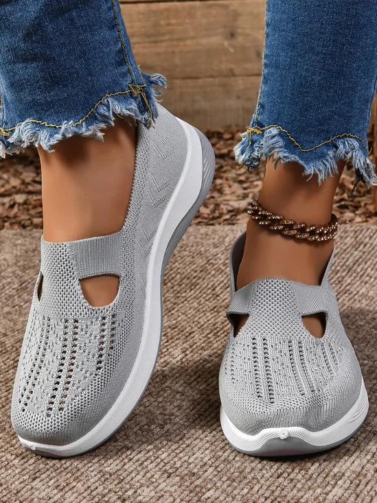 Chaussures à Tige Basse Femmes Décontracté Plain Toutes Les Saisons à Talon Plat Tulle Tissu de Maille Caoutchouc à Enfiler Chaussures à Tige Basse