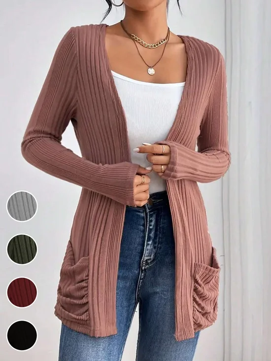 Kimono Femmes Décontracté Plain Printemps / Automne Naturel Standard Mi-long Droit Régulier Non