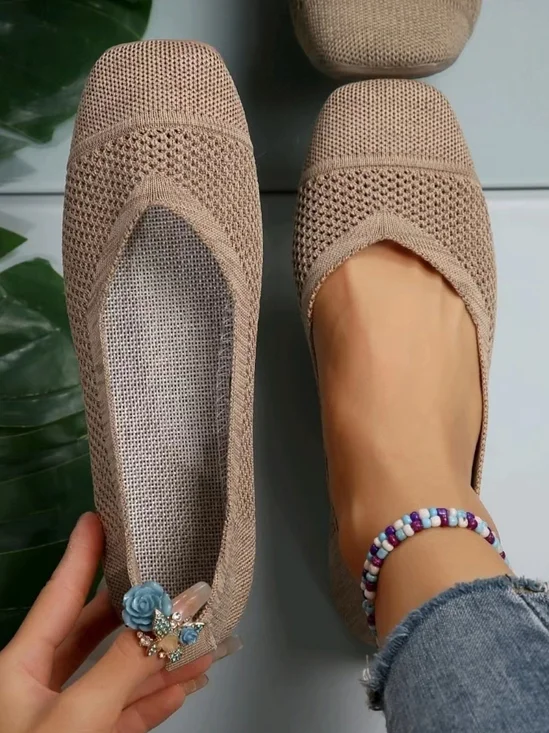 Chaussures à Tige Basse Décontracté Ethnique Toutes Les Saisons Quotidien à Talon Plat Coton Tissu de Maille Caoutchouc à Enfiler pour Femmes