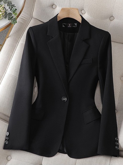 Blazers Décontracté Plain Printemps / Automne Naturel Aucune élasticité Quotidien Ample Régulier Droit pour Femmes