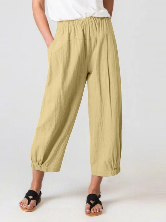 Pantalons Femmes Décontracté Plain Printemps / Automne Coton Naturel Quotidien Ample Long Régulier