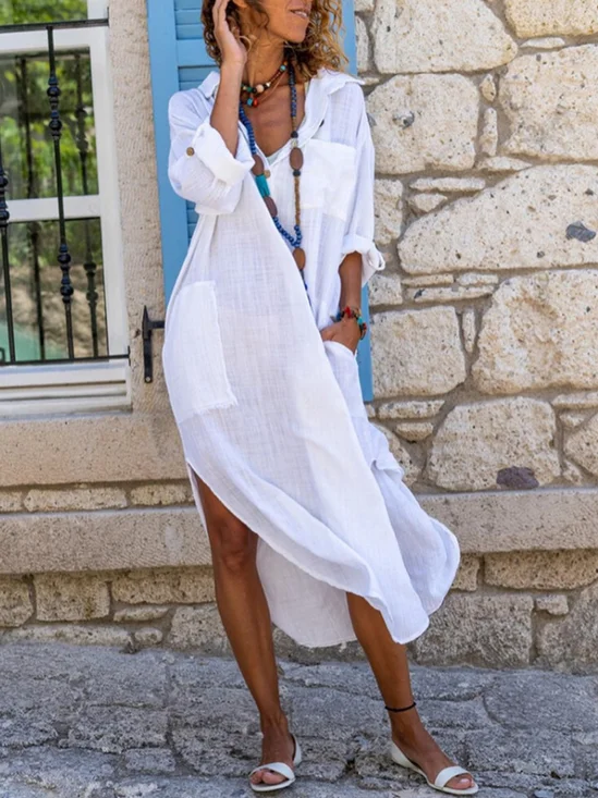 Robes Femmes Décontracté Plain Printemps / Automne Polyester Col V Quotidien Coupe Régulière Mini Ligne X