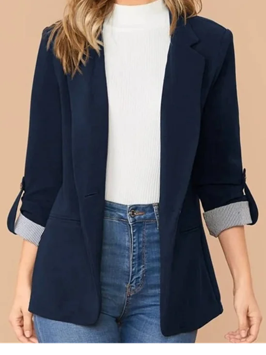 Blazers Femmes Décontracté Bloc de Couleur Printemps / Automne Polyester Naturel Aucune élasticité Ample Faire la navette Manches Longues
