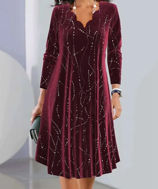 Robes Géométrique Décontracté Printemps / Automne Col V Quotidien Boucle Coupe Régulière Régulier Non pour Femmes