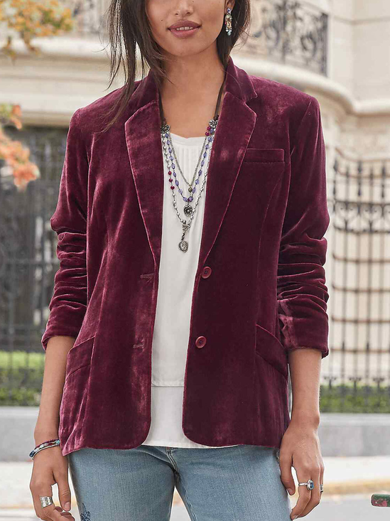 Blazers Décontracté Plain Printemps / Automne Aucune élasticité Ample Faire la navette Régulier Droit Régulier pour Femmes