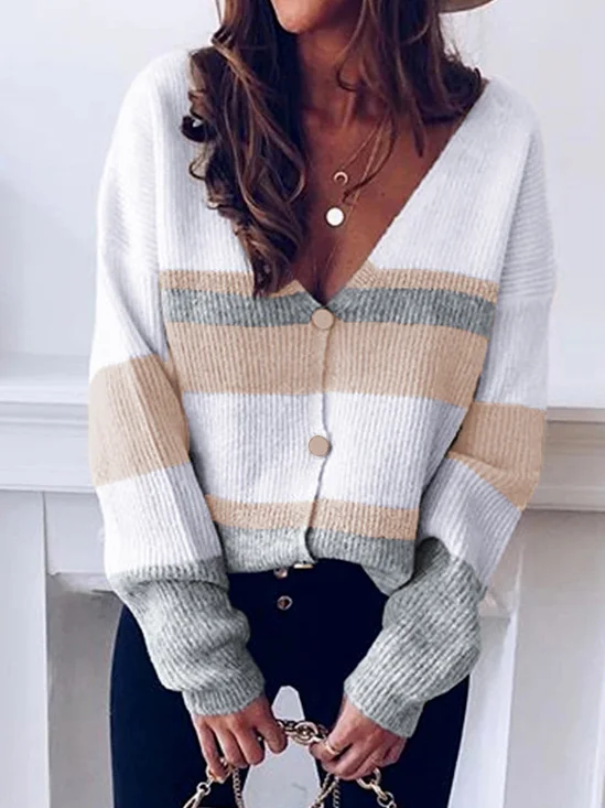 Cardigans Femmes Décontracté Plain Hiver Micro-élasticité Ample Manches Longues Laine/Tricot Régulier Droit