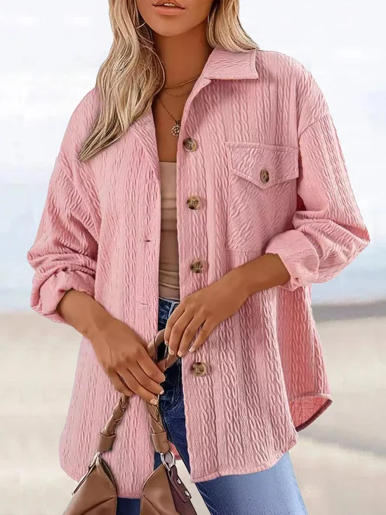Blousons Femmes Décontracté Plain Printemps / Automne Aucune élasticité Quotidien Meilleure vente Droit Régulier Col de Chemise
