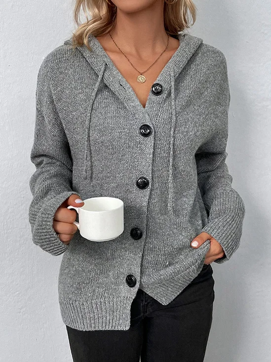 Cardigans Femmes Décontracté Plain Hiver Quotidien Ample Fil/fil de laine Régulier Boucle Élasticité moyenne