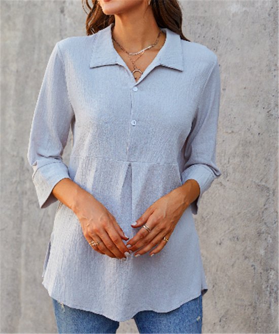 Chemisiers1 Femmes Décontracté Plain Printemps / Automne Aucune élasticité Manches Longues Col Châle Régulier Droit Régulier
