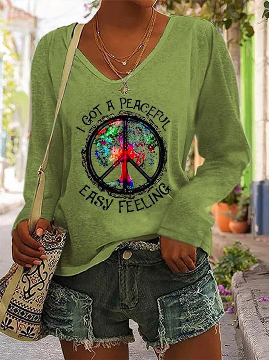 T-shirts Décontracté Printemps / Automne Imprimé de Lettre Motif Polyester Quotidien Régulier Trapèze Régulier ré pour Femmes