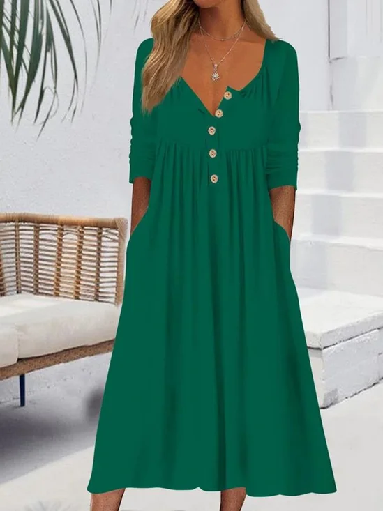 Robes Décontracté Plain Printemps / Automne Micro-élasticité Coupe Régulière Manches Longues Col Rond Régulier Non pour Femmes