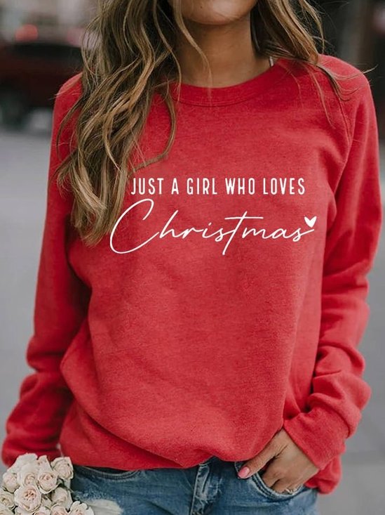 Sweat-shirts Femmes Décontracté Printemps / Automne Lettres de texte Imprimé Quotidien Ample Noël Col Rond Régulier