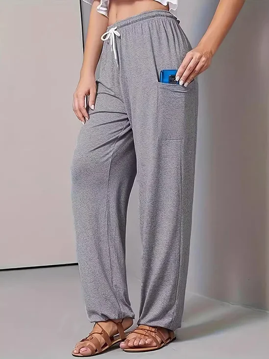 Pantalons Décontracté Plain Printemps / Automne Naturel Micro-élasticité Quotidien Ample Jersey Long pour Femmes
